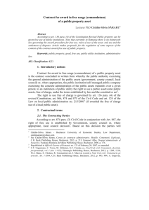 Contract for award in free usage (commodatum) of a public property