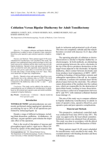 Coblation Versus Bipolar Diathermy for Adult Tonsillectomy