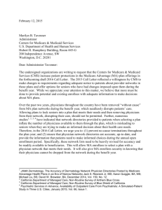 Group letter on Medicare Advantage network adequacy