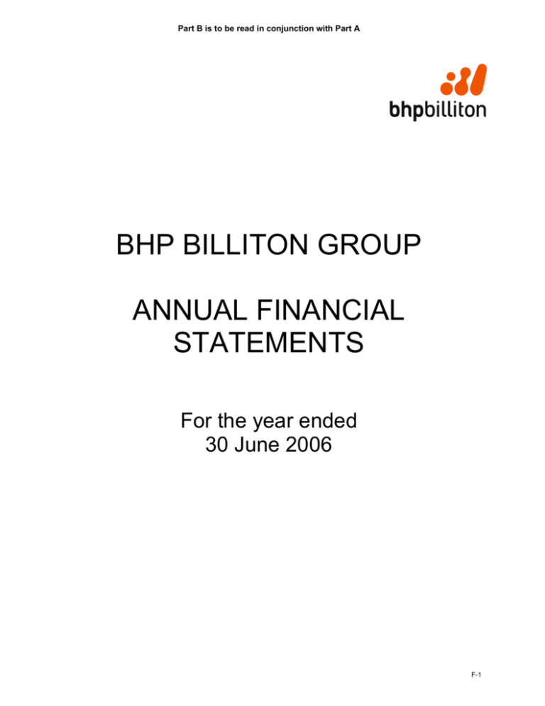 BHP Billiton Form 20F Financial Statements