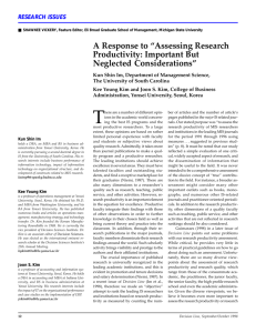 A Response to “Assessing Research Productivity: Important But