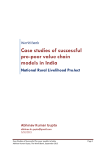 Case studies of successful pro-poor value chain models in India