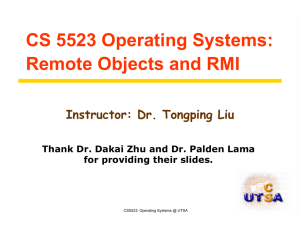 CS 5523 Operating Systems: Remote Objects and RMI