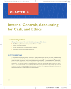 Internal Controls, Accounting for Cash, and Ethics - E-Book