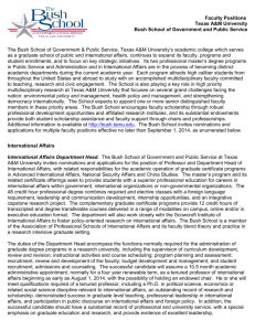 Faculty Positions Texas A&M University Bush School of Government