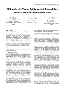 EOQ Model with Volume Agility, Variable Demand Rate, Weibull