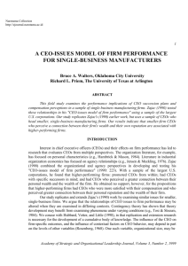 a ceo-issues model of firm performance for single