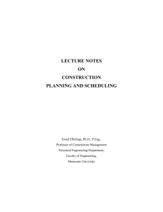 LECTURE NOTES ON CONSTRUCTION PLANNING AND