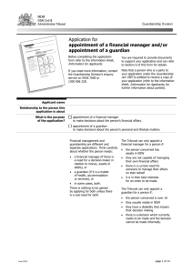Application for appointment of a financial manager and/or guardian