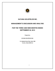 MD & A - Guyana Goldfields Inc.