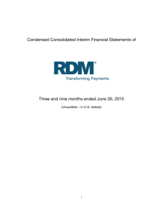 Condensed Consolidated Interim Financial Statements of Three and