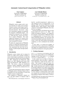 Automatic Content-based Categorization of Wikipedia Articles