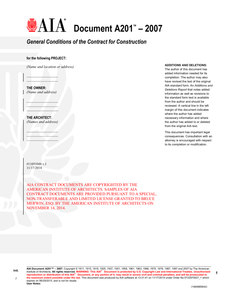 AIA Document A201 - 2007 - Houston Bar Association