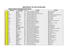 Rizal College Scholarship Program MASTERLIST OF 2010