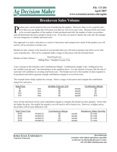 Breakeven Sales Volume