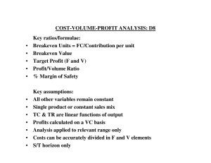 COST-VOLUME-PROFIT ANALYSIS: D8 Key ratios/formulae