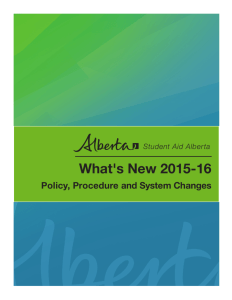 What's New 2015-16 - Student Aid Alberta