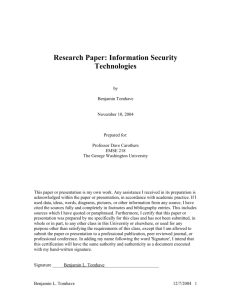 Research Paper: Information Security Technologies