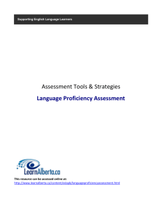 Assessment Tools & Strategies Language