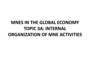 MNES IN THE GLOBAL ECONOMY: INTERNAL ORGANIZATION OF