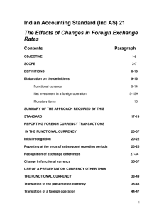 Indian Accounting Standard (Ind AS) 21 The Effects of Changes in