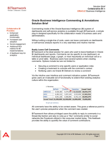 Oracle Business Intelligence Commenting & Annotations Solution Brief