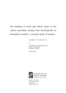 The teaching of social and ethical issues in the
