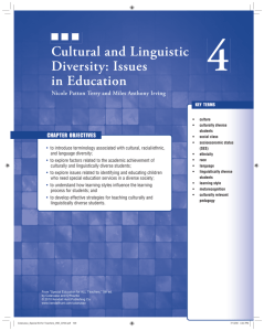 Cultural and Linguistic Diversity: Issues in Education