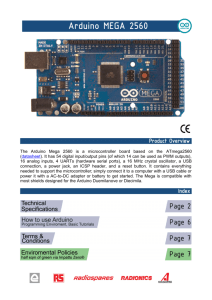 The Arduino Mega 2560 is a microcontroller board based on the