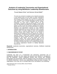 Analysis of Leadership Taxonomies and Organizational Outcomes