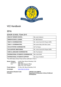 VCE Handbook 2016 - Mount Waverley Secondary College