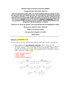 Synthetic Organic Chemistry Final Exam (6KM33)
