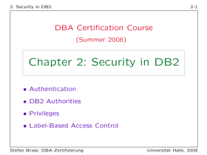 Chapter 2: Security in DB2
