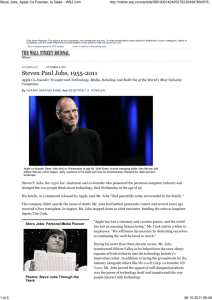 Steve Jobs, Apple Co-Founder, Is Dead