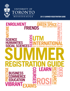 2013 Summer Registration Guide - University of Toronto Mississauga