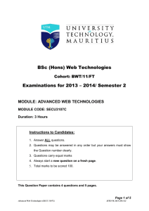 BSc (Hons) Web Technologies Examinations for 2013 – 2014