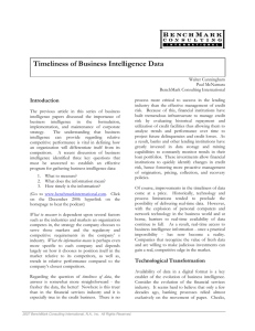 Timeliness of Business Intelligence Data