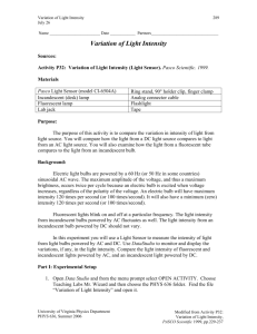 Variation of Light Intensity