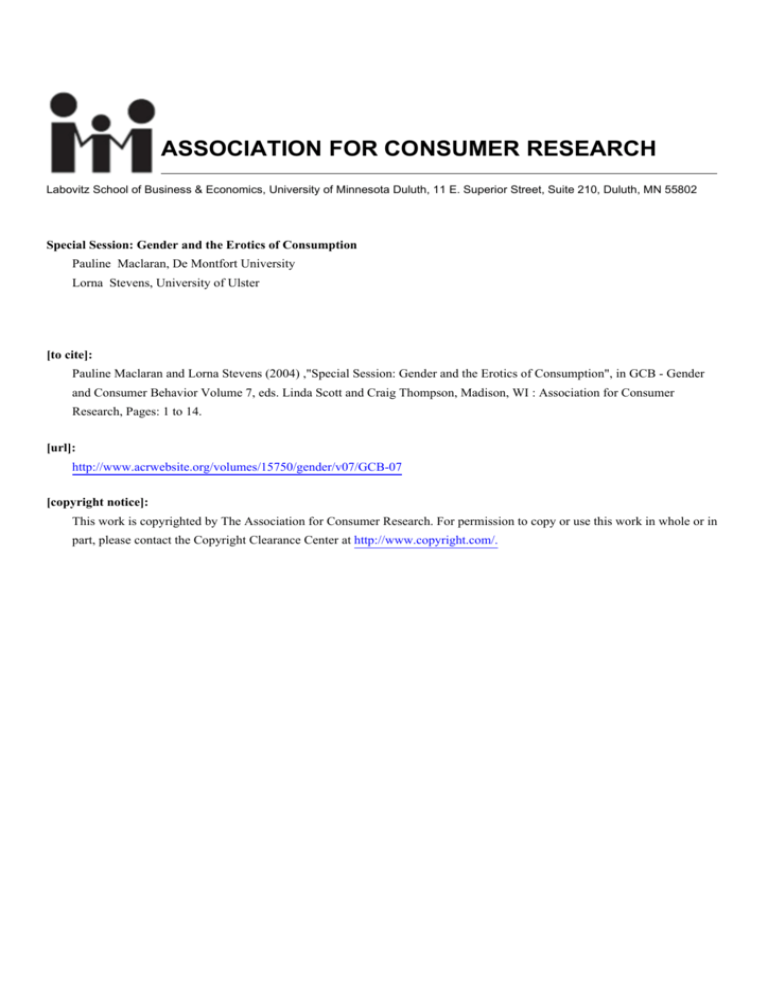 ASSOCIATION FOR CONSUMER RESEARCH