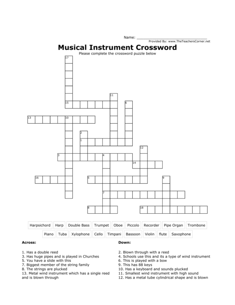musical presentation crossword 5 letters