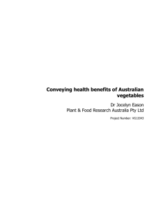 Conveying health benefits of Australian vegetables