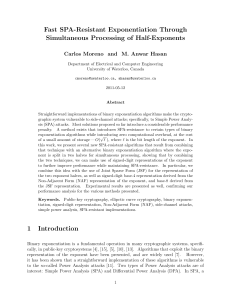 Fast SPA-Resistant Exponentiation Through Simultaneous
