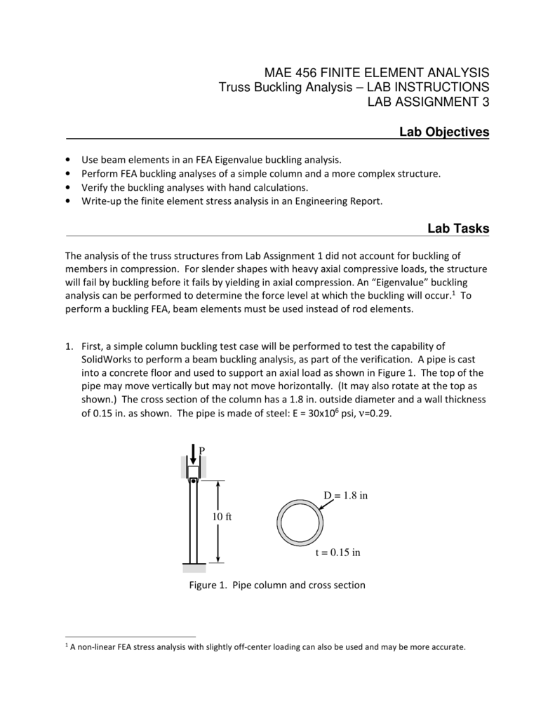 MAE 23 FINITE ELEMENT ANALYSIS Truss Buckling Analysis Intended For Fea Report Template