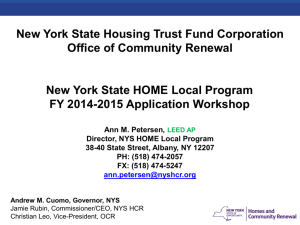 NYS HOME Local Program 2015 Application Presentation