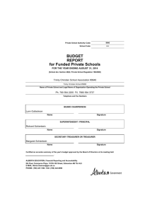 BUDGET REPORT for Funded Private Schools