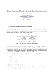 Linear Regression Models with Logarithmic Transformations