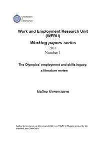 The Olympics' employment and skills legacy: a literature review
