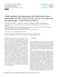 Vehicle emissions of greenhouse gases and related tracers from a