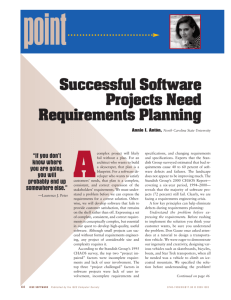 Successful software projects need requirements planning