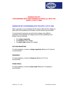 generator set synchroning with and running in parallel with the